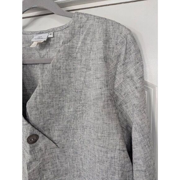 Hot Cotton Linen Blend Shirt women's size medium silver tunic lagenlook - Picture 2 of 7